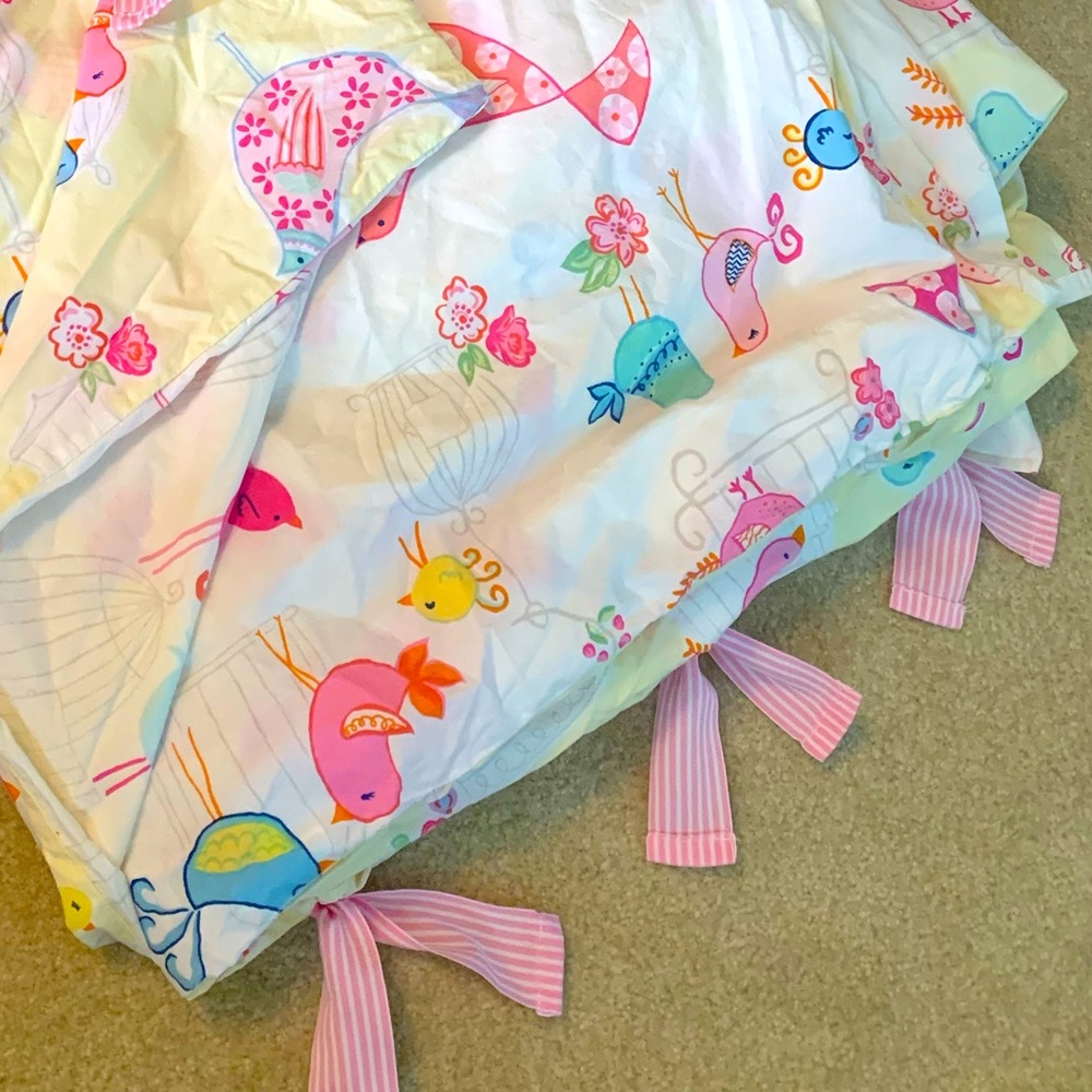 Pottery Barn Kids Full Sweet Tweets Birdy Reversible Duvet & 2 Shams - EUC